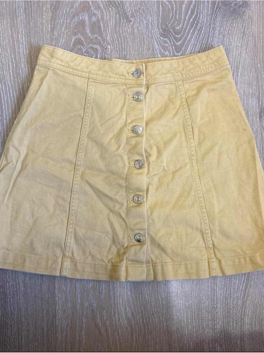 H&M Pale Yellow Button-Front Mini Skirt